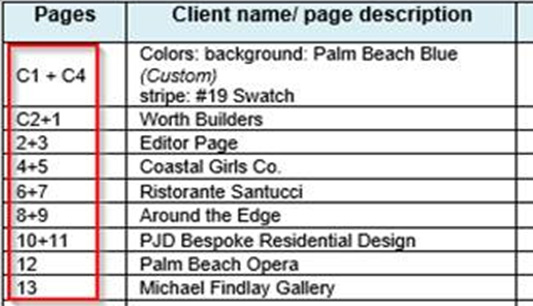 client provided page list